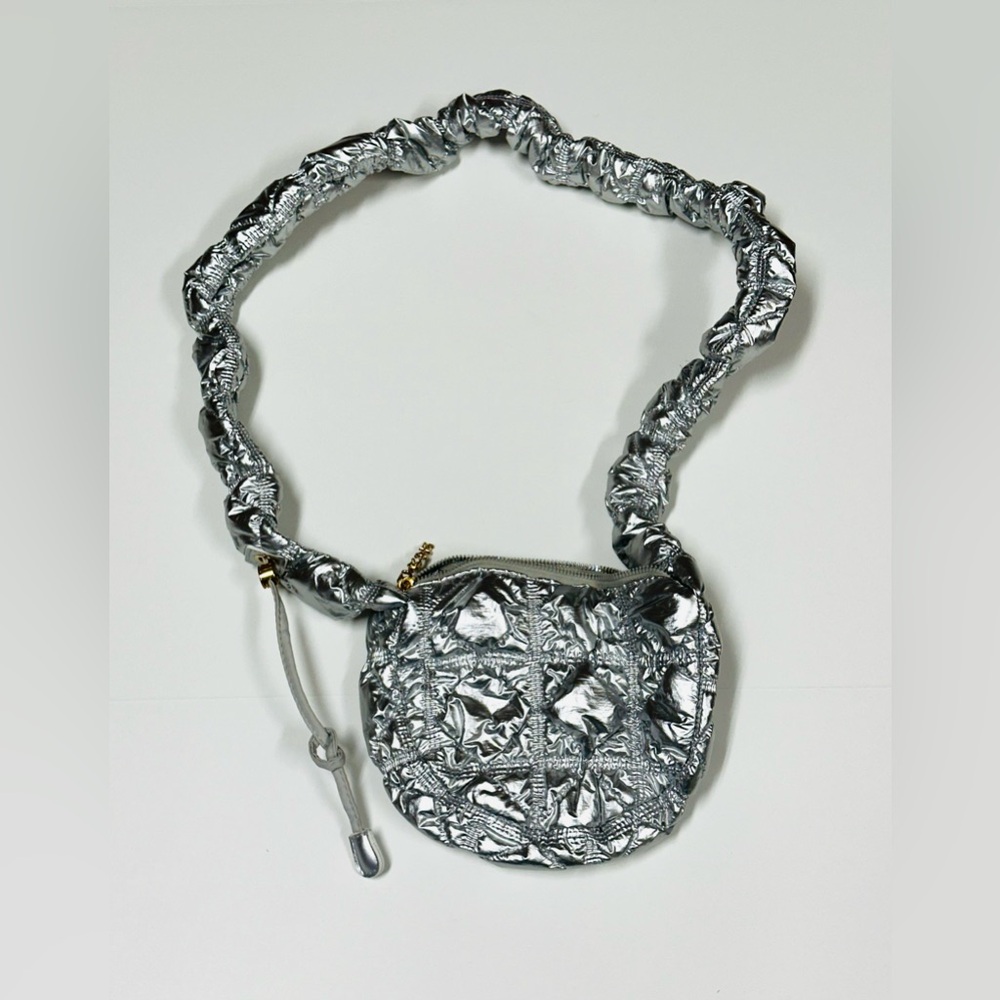 Carlyn Cozy Metallic Silver Purse Crossbody Bag